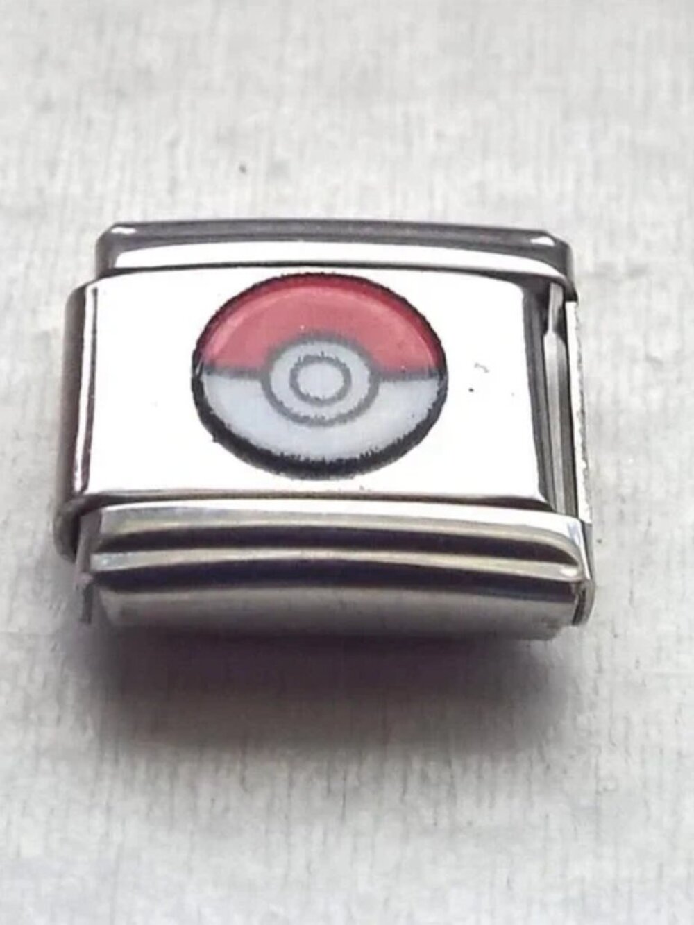 Enamel Pokémon Poke' Ball 9mm stainless steel Italian charm bracelet link new